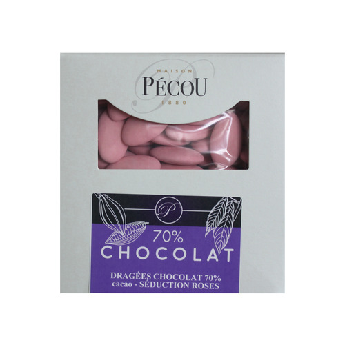 Dragées au chocolat 70% rose 1kg Maison Pécou