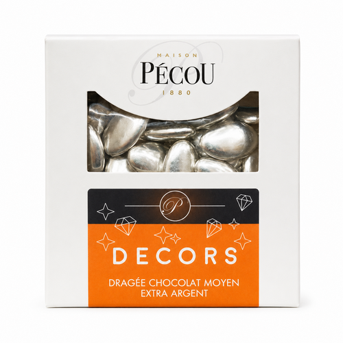Dragées au chocolat extra 70% Argent 1kg Pécou
