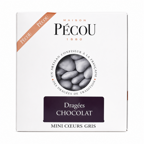 Mini cœurs au chocolat 70% gris 1kg Pécou