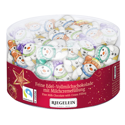 Tubo 400 g mini bonhommes de neige fourrés crème de lait RIEGELEIN