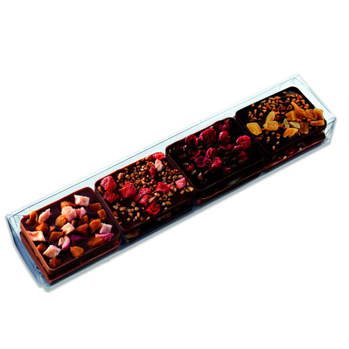 Réglette de 6 carrées assortis et fruitées 70g
