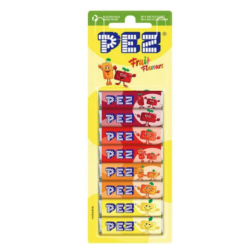 PEZ Blister de 8 Recharges Fruits – Lot de 12