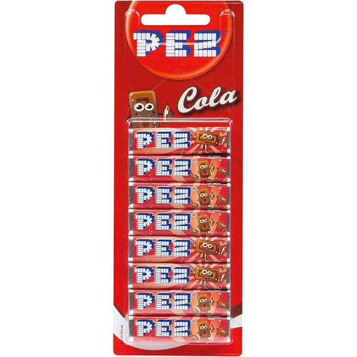 PEZ – Boîte de 12 Blisters de 8 Recharges Bonbons Goût Cola