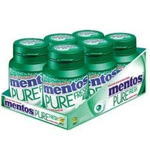 MENTOS GUM PURE FRESH Chlorophylle– Lot de 6 bouteilles de 30 dragées
