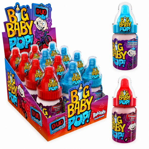 Display de 12 boîtes Big Baby Pop Duo Bazooka Candy Brand