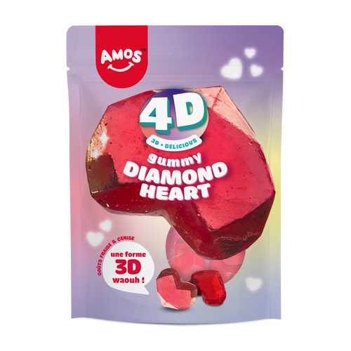 Bonbons gélifiés Amos Gummy Diamond Heart 4D 120 g