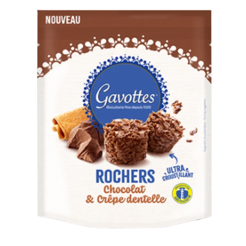 Rochers croustillants chocolat et crêpe dentelle 95g Gavottes