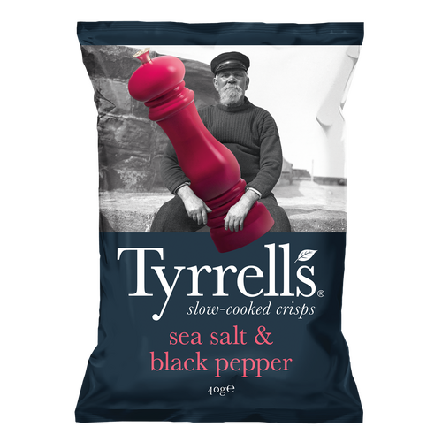 Chips Sel de mer et Poivre noir, 40g, Tyrrells