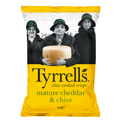 Chips Cheddar et Ciboulette, 40g, Tyrrells