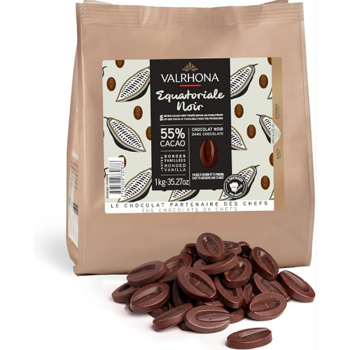 Chocolat Noir Équatorial 55% en fèves 1 kg – Valrhona