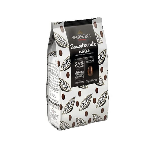 Valrhona Équatoriale Noire 55% – Sac de 3 kg – Chocolat de Couverture Noir en Fèves