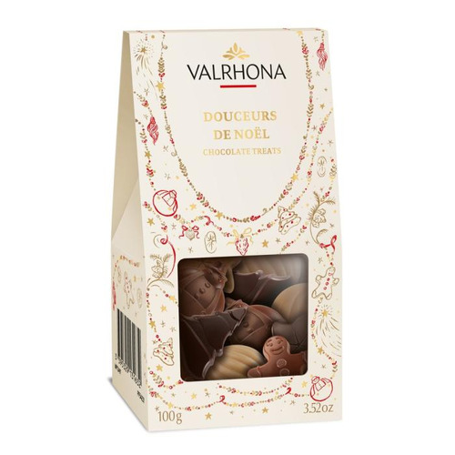 Étui Douceurs de Noël noir, lait et dulcey 100 g Valrhona
