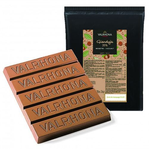 Tablette gianduja noisette lait 35% 1 kg Valrhona
