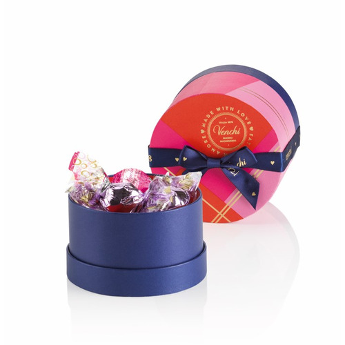 Coffret rond Valentine Small Hamper de chocolats assortis Venchi 90 g