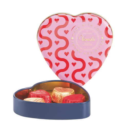 Coffret Cœur Métal Small Valentine Venchi – Chocolats lait et noir 75 % – 48 g