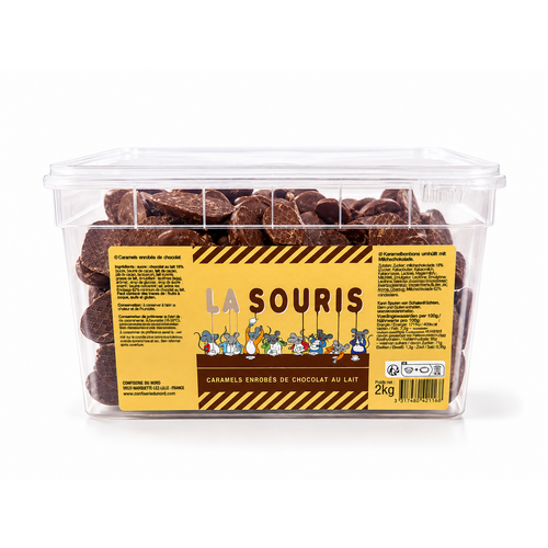 Boîte de souris au caramel enrobé de chocolat au lait 2kg