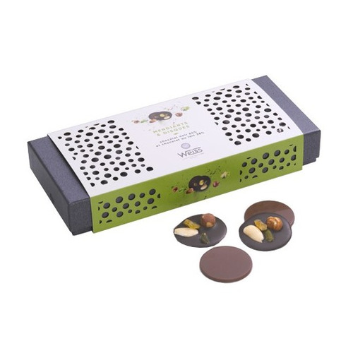 Coffret assortiment de mendiants et disques chocolat noir et lait Weiss 220g